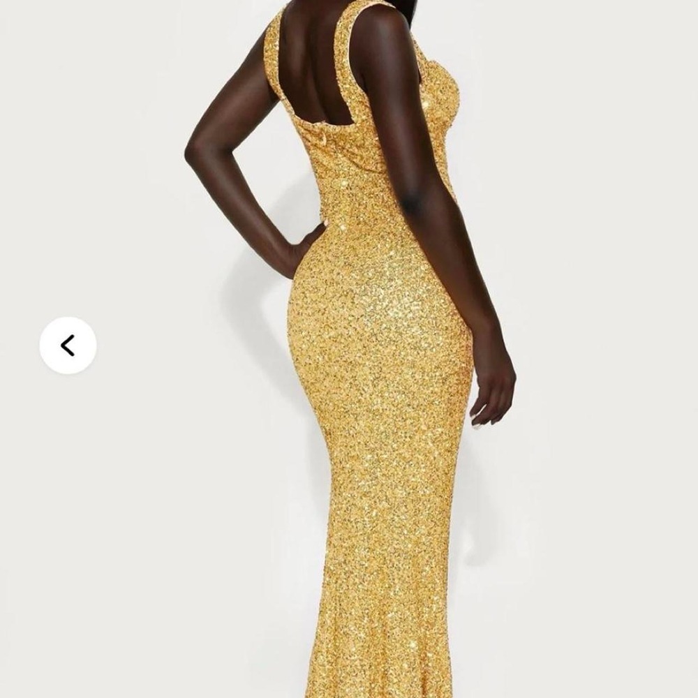 Sparkly Gold Sequin Maxi Dress Prom Formal Evening Gown